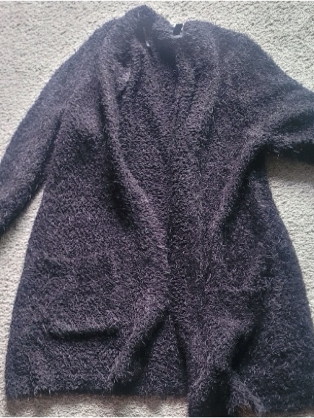 Rare Black fuzzy Open-Front Women's Cardigan Sweater - Picture 9 of 11